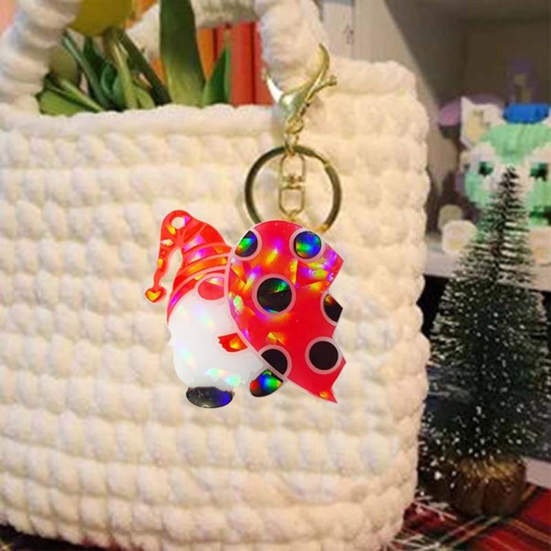Holographic Resin Molds with Hole Christmas Gnome Pendant Silicone Mold for DIY Keychains Pendants Jewelry Resin Craft