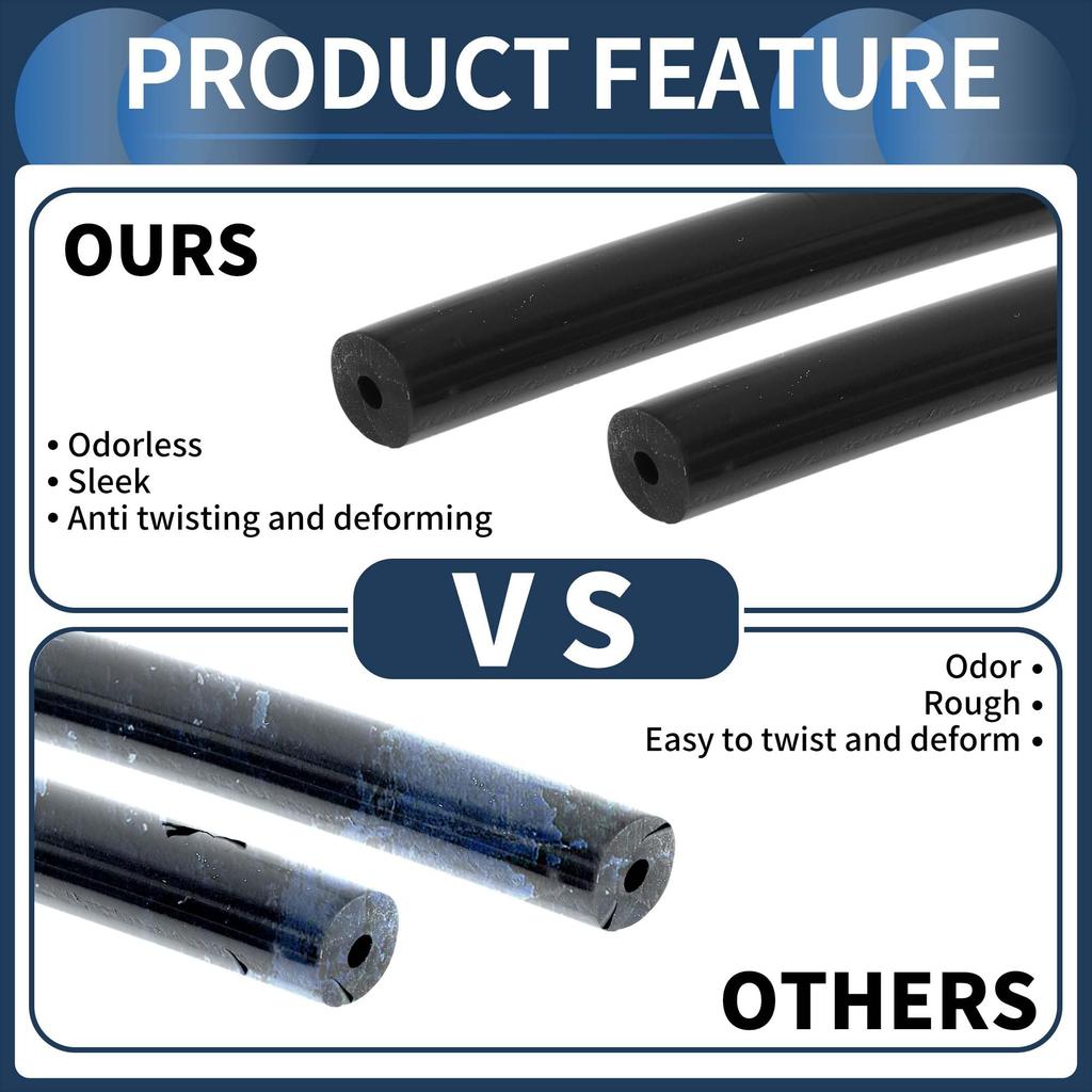 INFINAUTO 6.6FT 1/16" 2mm ID 2.5mm Thick Car Vacuum Line Silicone Black High Temperature Engine Silicone Vacuum Tube Hose