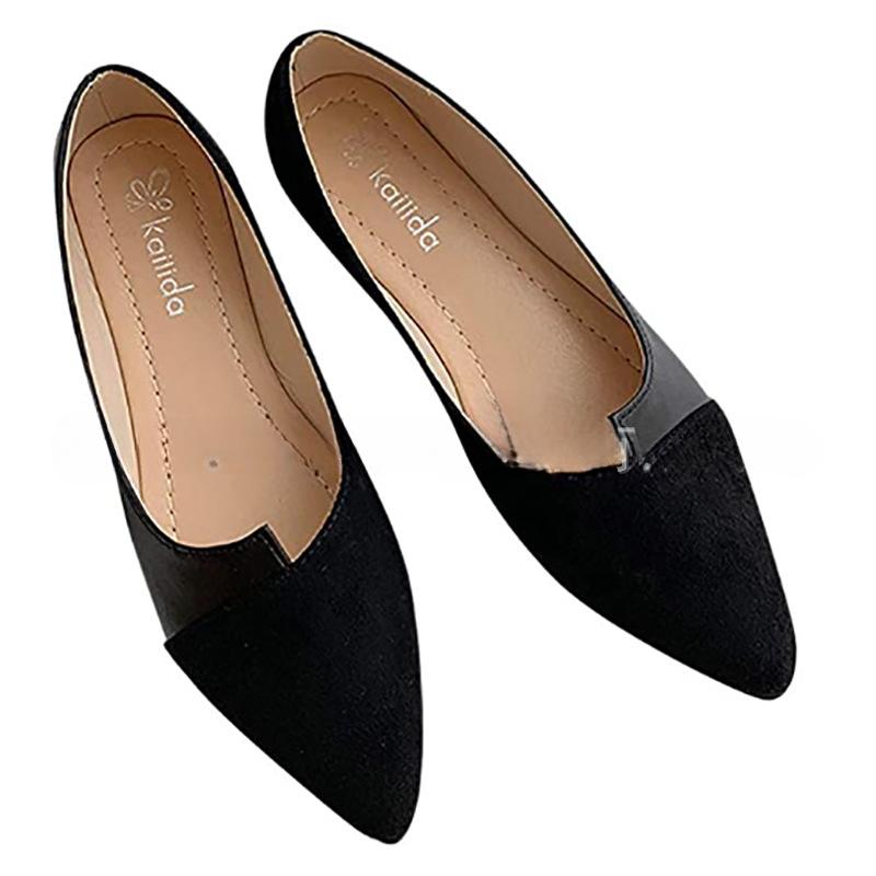 

Корейская версия модной повседневной одинарной обуви женские туфли на плоской подошве с цветной отделкой, с острым носком, с неровным вырезом, на педалях, лоферы 39