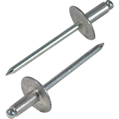 Lobtex Ebi Blind Rivets, Large Flange (500 Pieces), Aluminum/Steel 6-6, NSA66LF
