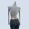 Fall and Winter Six Wool Short Crop Top Sunken Stripe Silm Soft Glutinous High Elastic Half High Collar Long Sleeves Inner Match Slimming Tops