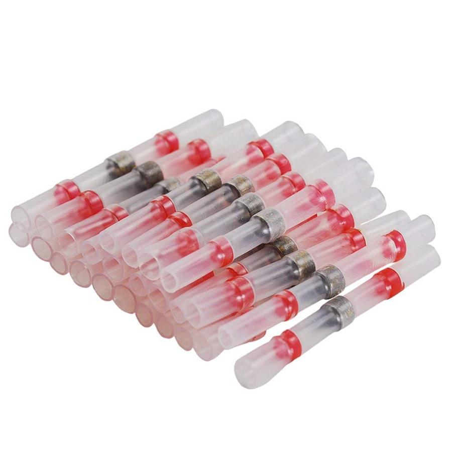 Red 100PCS IP67 Solder Sleeve Heat Shrink Tube Terminal Connector 22-18AWG
