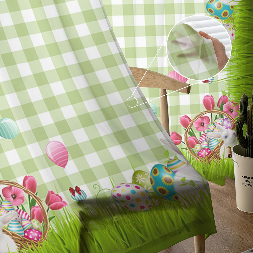 Velikonoční jaro králičí kostkované tylové závěsy do obývacího pokoje voál průhledný závěs okenní závěsy