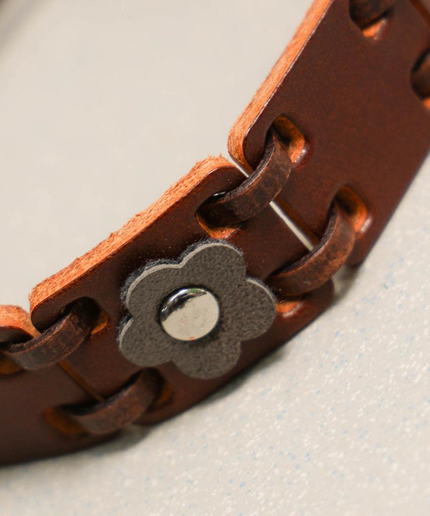 Towtow Archive Feverfew Leather Bead Bracelet Brown