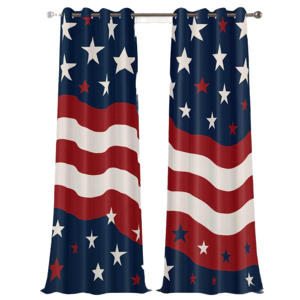 Maßgeschneiderte Verdunklungsvorhänge mit digitalem Druck der amerikanischen Flagge - Polyester, Doppelpaneel, Sonnenschutz