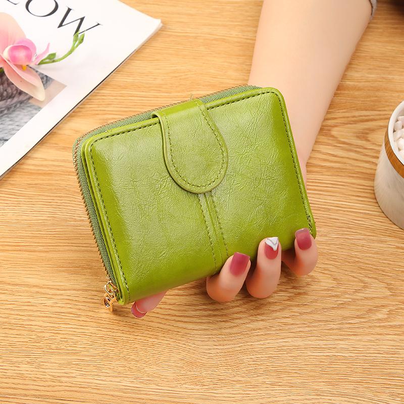 Frauen Brieftasche Frau Kurze Karte Halter Leder Weibliche Geldbörse Vintage Frauen Luxus Kleine Brieftasche grün
