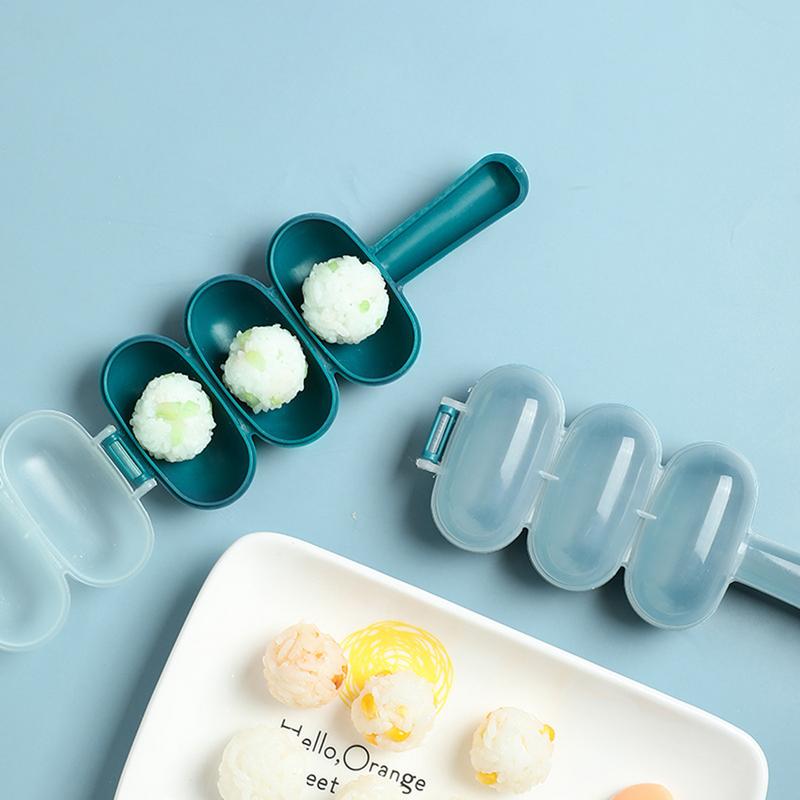 Rice Baller Ball Shaped DIY Sushi Tool Onigiri Mold 3-Cavity Onigiri Mold Shake Molds DIY Sushi Tool for Children Home Kitchen