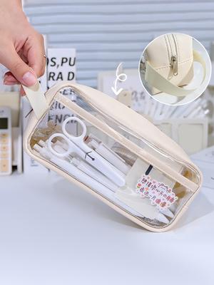 PVC Waterproof Pencil Case, Large Capacity Pen Case Organizer Zipper, Pencil Pouch Office Supplies, School Supplies Pencil Case