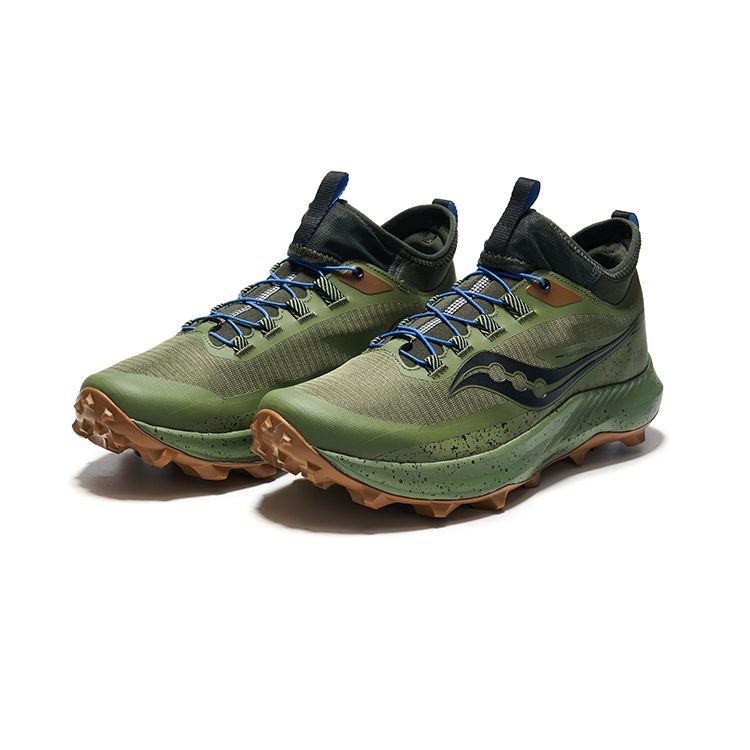 Saucony Peregrine 13 Comfortable Mesh Durable Non-Slip Shock Absorbing Low-Top Trail Running Shoes Men sneaker Green Black S20840-30