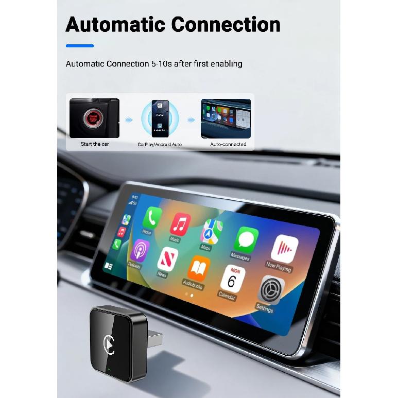 Adaptor Wireless XUDA pentru Android Auto Cutie Mini Inteligentă Plug And Play Universal Pentru VW Toyota Nissan Honda Ford Benz 2025