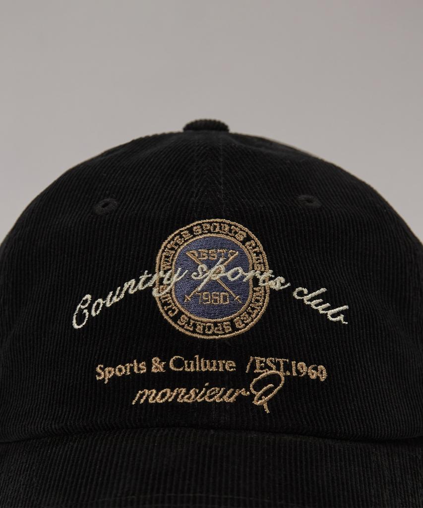 Kyuseu Lettering Corduroy Ball Cap - Black