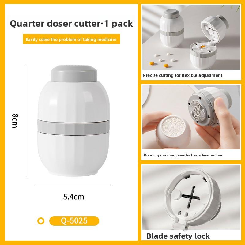 Portable 2-in-1 Pill Box with Pill Cutter for Cutting Small Pills or Large Pills in Half & Quarter Travel Pill Organizer Case