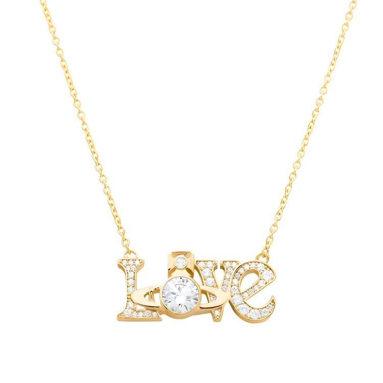 Vivienne Westwood Logo Design Brass Necklace Unisex necklace Gold 630203DO-R102 Basic Packaging-Dust Bag+Box