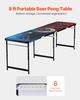 2.4 M Portable Beer Pong Table, LED Lights, Foldable Tailgate Table with Carrying Handles and 6 Pong Balls, Adjustable Height, Lightweight Table for