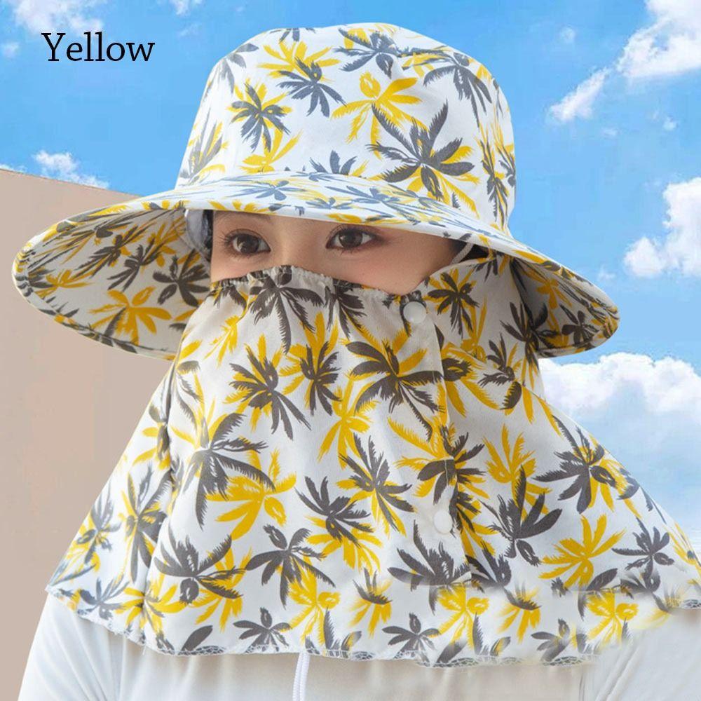 

UV Protection Face Neck Protective Cover Outdoor Fishing Cap Breathable Sun Hat Women жовтий