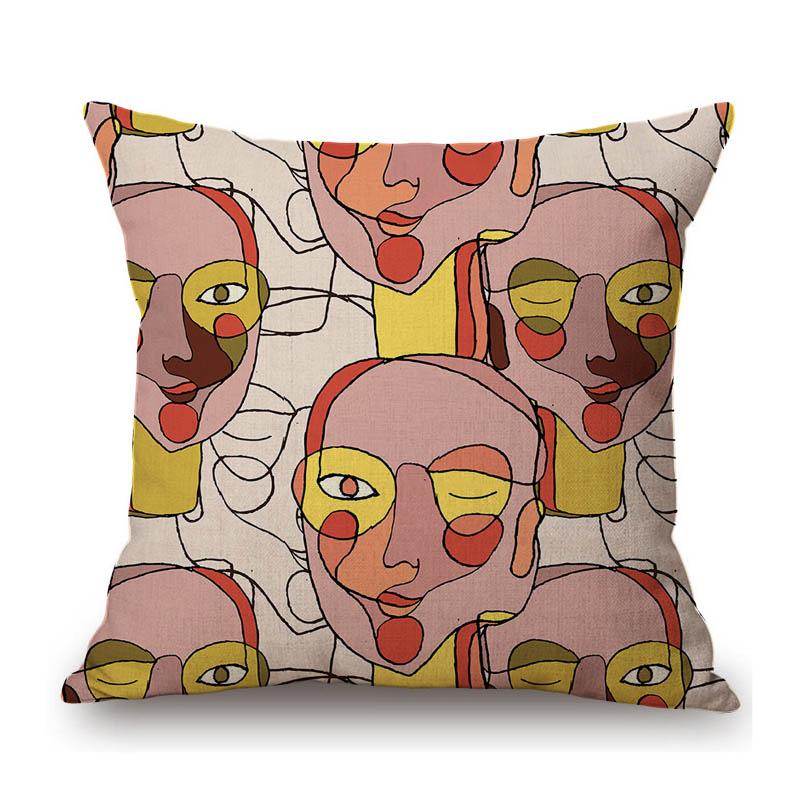 Picasso Abstract Cartoon Face Oil Painting Cotton Linen Home Decorative Sofa Pillow Case World Famous Car Cushion Cover