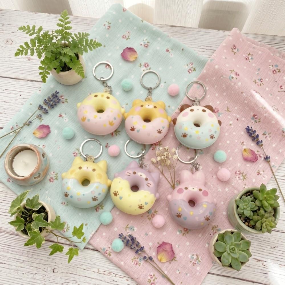 Soft Material Donut Slow Rebound Keyring Cute Animal Design PU Donut Keychain Holiday Gift