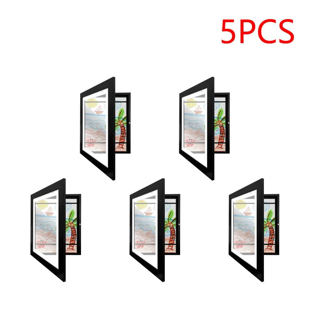 2/5Pcs Artwork Picture Frame Easy Change Wooden Frames Front Opening Art Drawings Storage Frames for Schoolwork Home Office