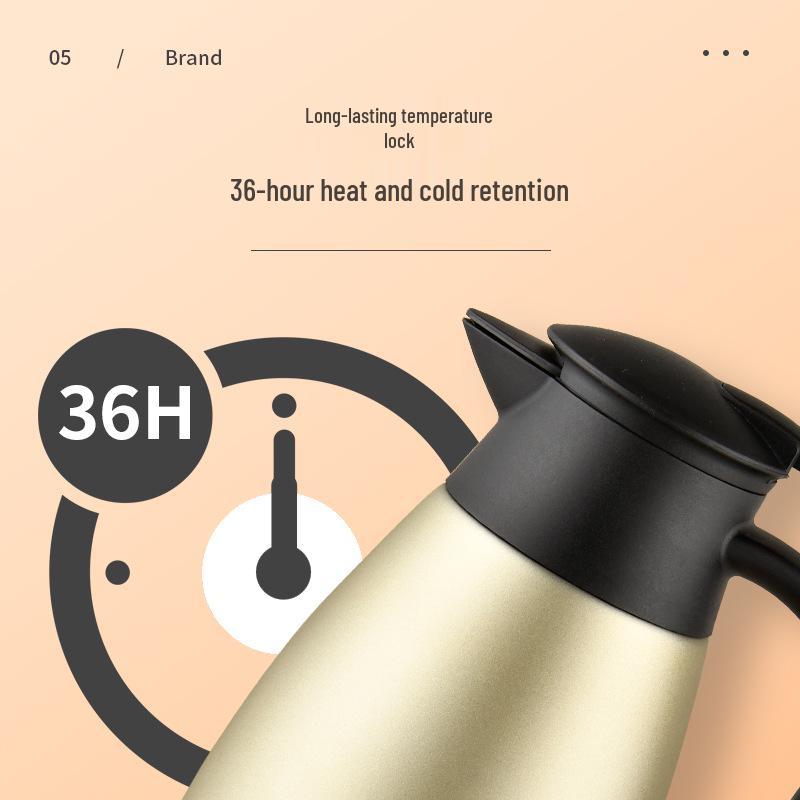 European Style Double Layer Stainless Steel Thermos - 304 Insulated, Portable, Large Capacity Hot Water Pot
