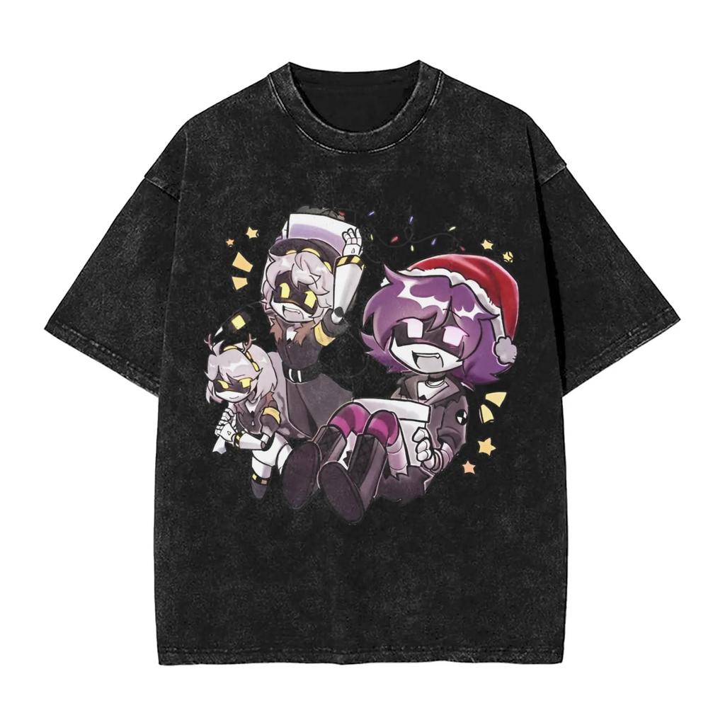 Science Fiction Adventure Anima Murder Drones TShirt Unisex Women Vintage Washed Cotton Summer Tee Harajuku Fashion Oversized Tops