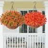 Yousheng Fall Hanging Artificial Flower Basket UV Resistant Outdoor Garden Yard Patio Porch Balcony Fake Plants with Coco Liner Planter Basket