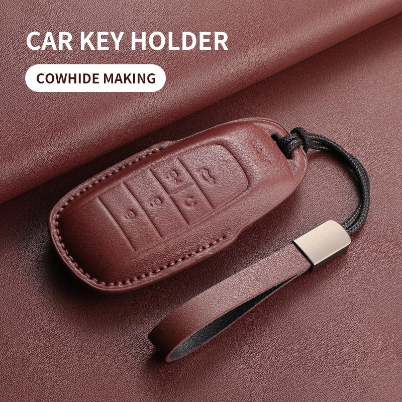 Genuine Leather Vehicles Key Fob Cover Case Housing Remote Fit For Gac Aion Y Plus S V Lx Ia5 Ut Rt Auto Housing Key Ring Anti-Scratch Case Auto