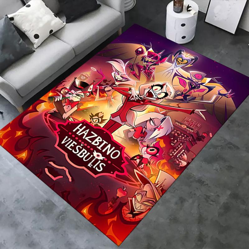 1pc Hazbin Hotel, Demon Hunter, Cartoon Network Office Carpet Soft Polyester Entrance Carpet Washabl