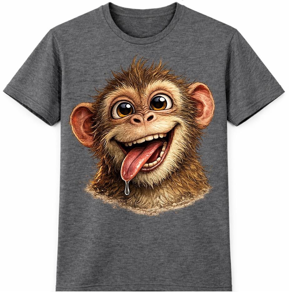 Lustiges Affen T-Shirt Verspieltes Lachendes Tier Grafik T-Shirt Lässiges Spaß Geschenk Oberteil