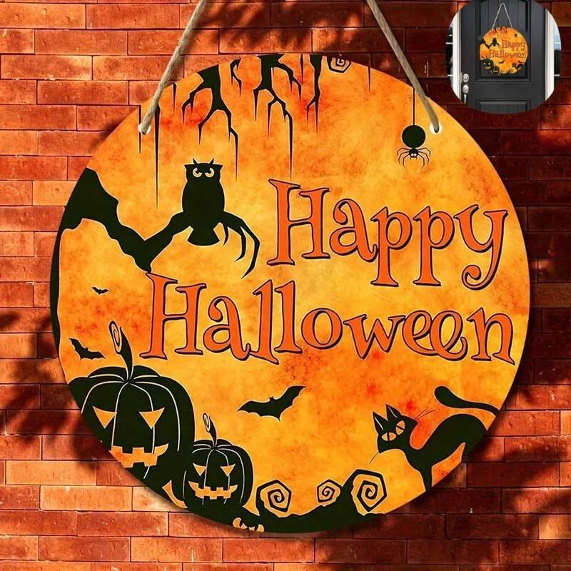 Pumpkin Halloween Wooden Trick Or Treat Decoration Haunted House Door Hangings