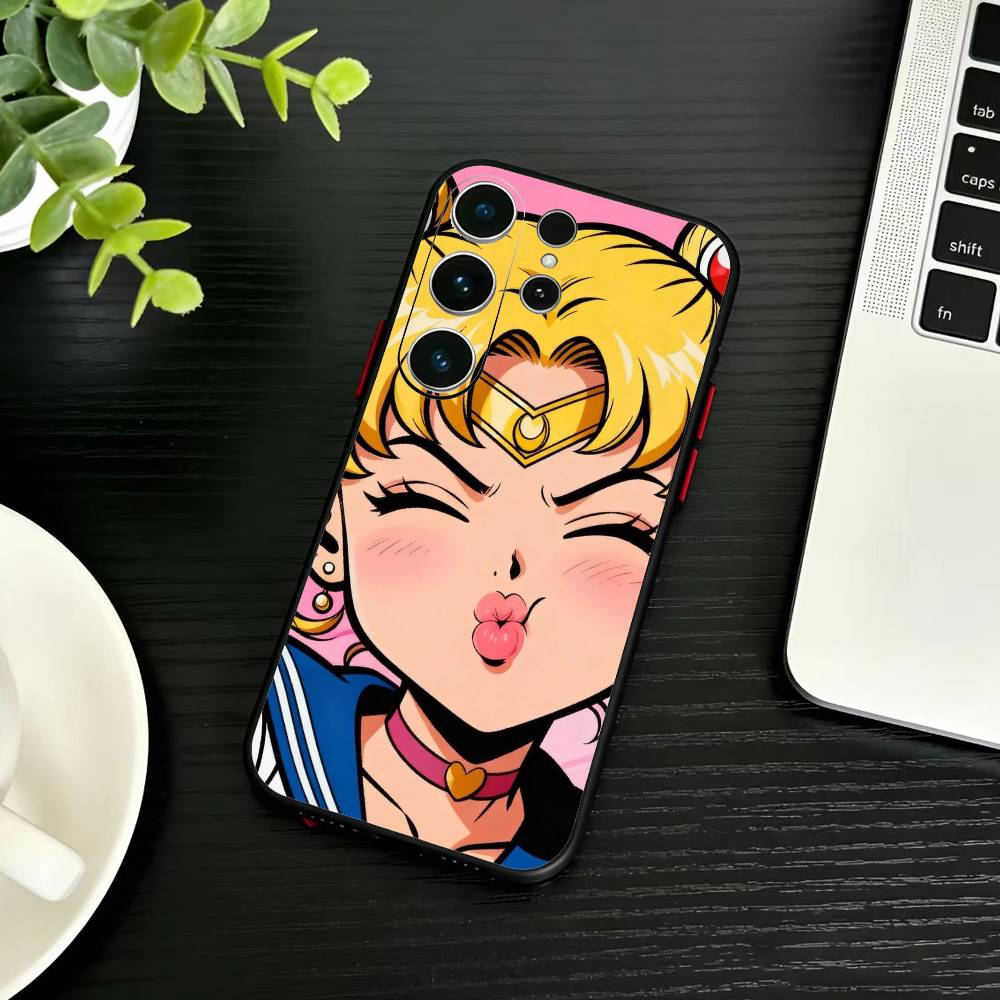 Cartoon S-Sailor M-Moons Phone Case For Samsung S26,S25,S24,S23,S22,S21,S20,Plus,Fe,Lite,Others Black Cover