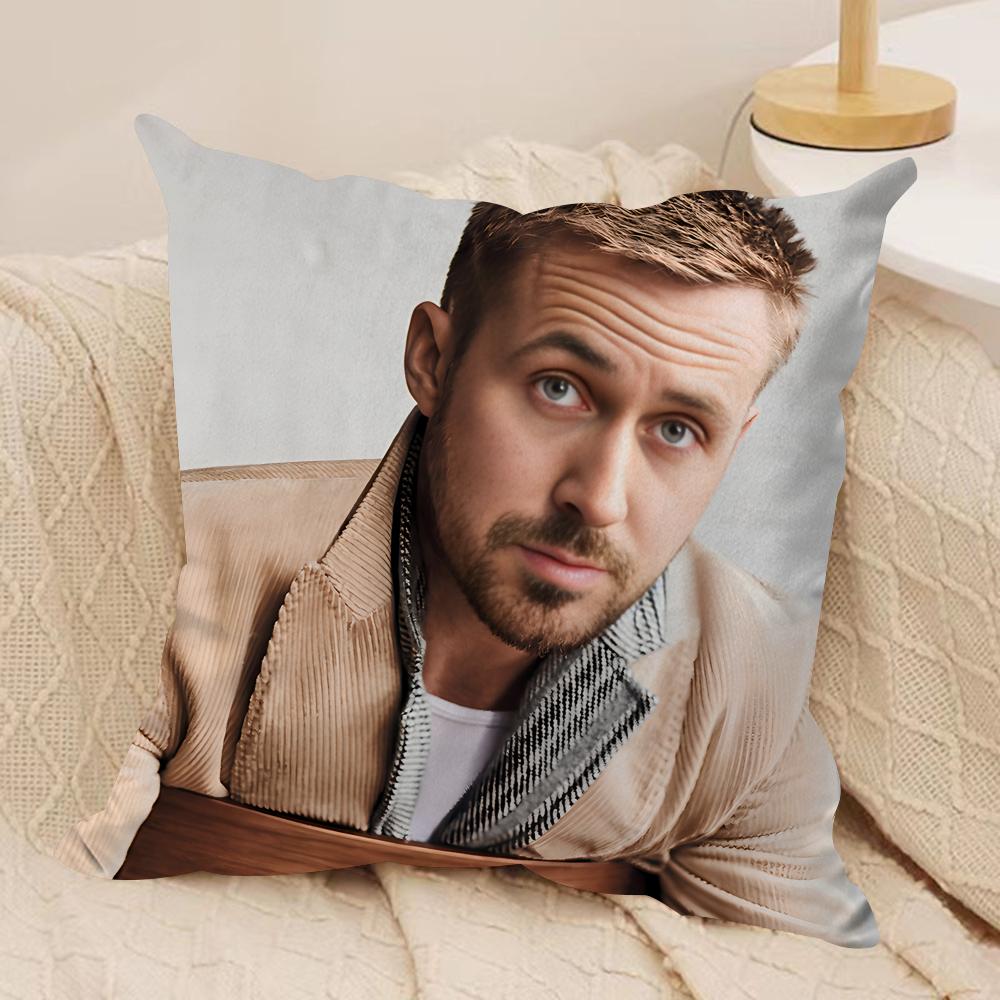 RRyan Gosling Face Cushion Cover Silky Short Plush Invisible Zipper Dustproof Sofa Pillow Case For Home Decor 30x30cm