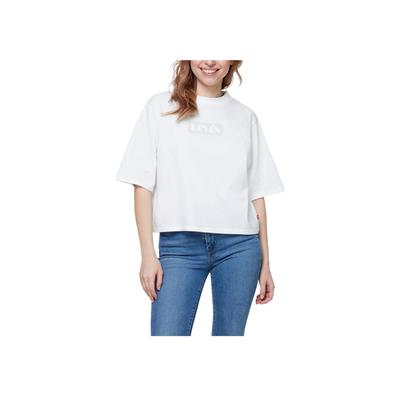 Levis Cotton Round Neck Laser Color Logo Short Sleeve T-Shirt Women T-Shirts White 18392-0002