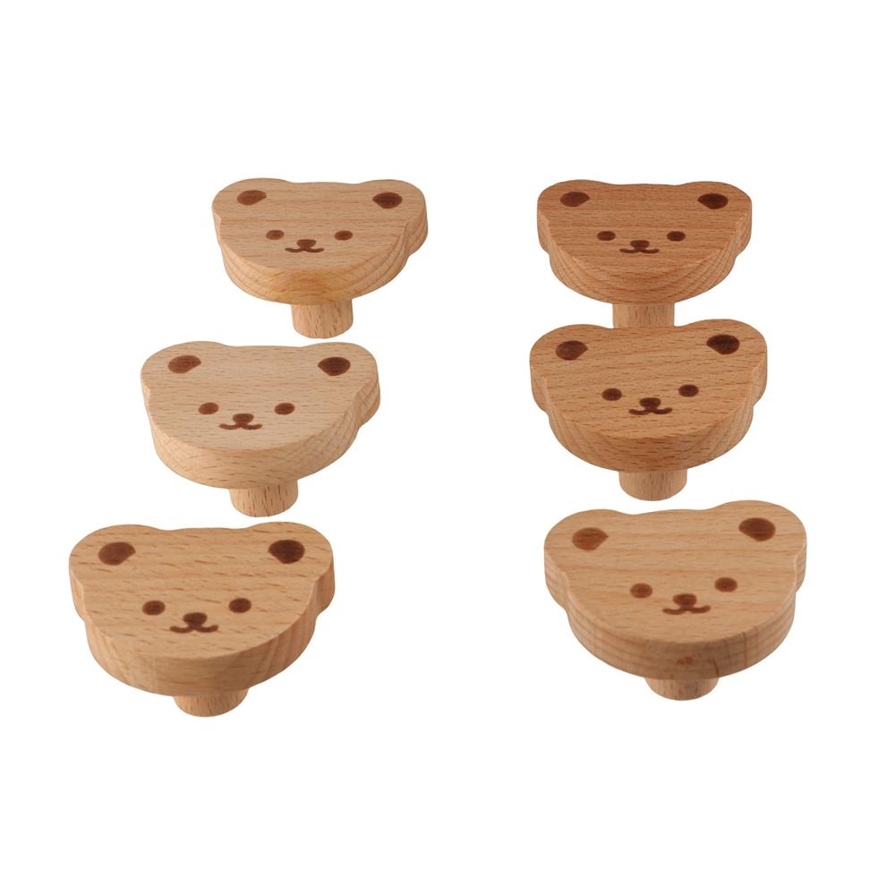 

6 pcs Furniture Handle Cute Bear Handle Wooden Wardrobe Knobs Wardrobe Knobs Accessories коричневий