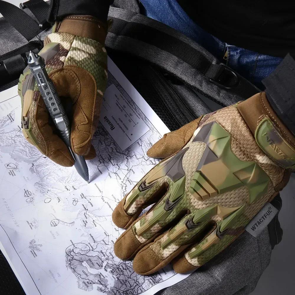 Camo Gloves Men Outdoor Hunting Hiking Climbing Sports Camping Combat Anti-skid Cycling Bike Full Finger Mittens Women