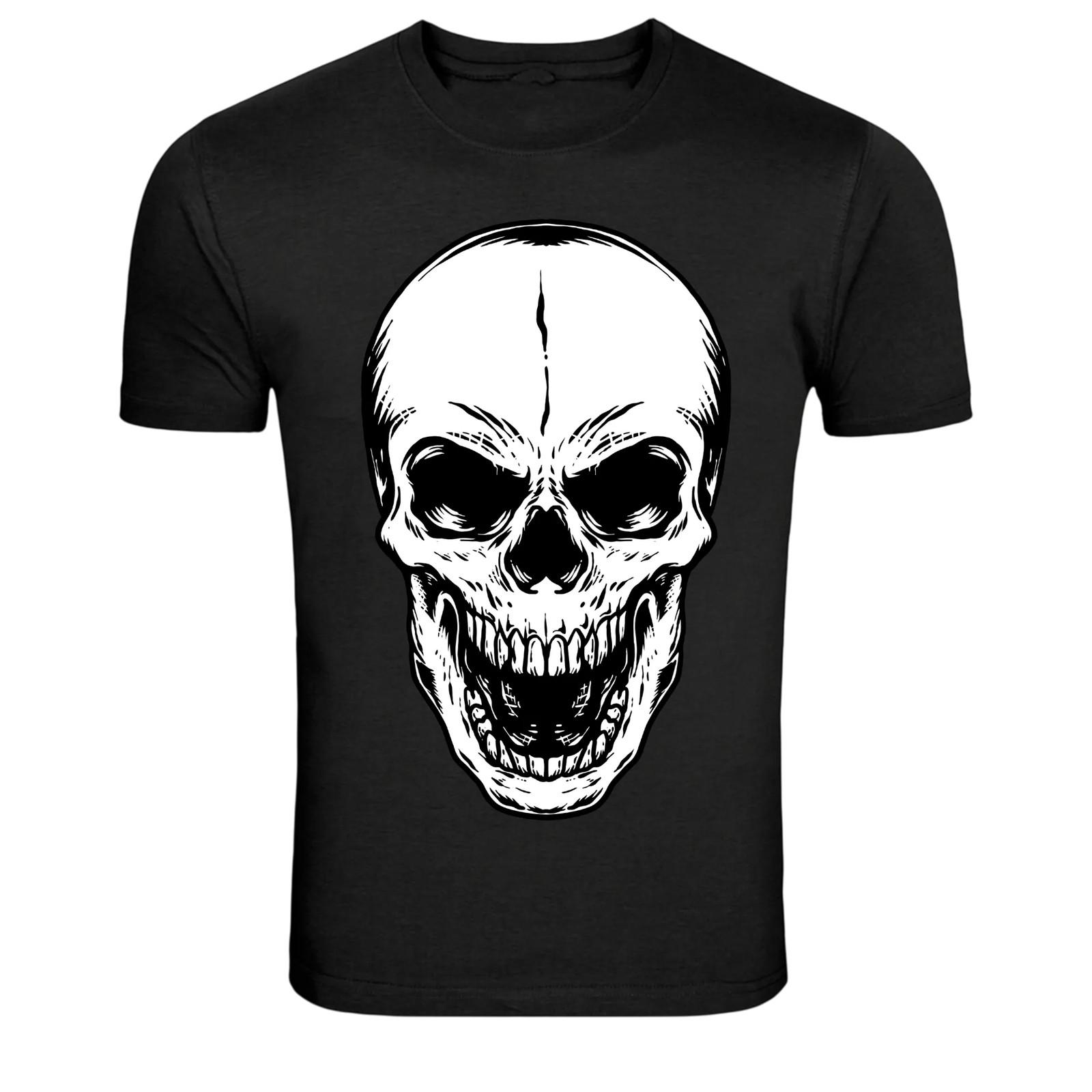 Laughing Skull Minimal Horror Graphic T-Shirt S