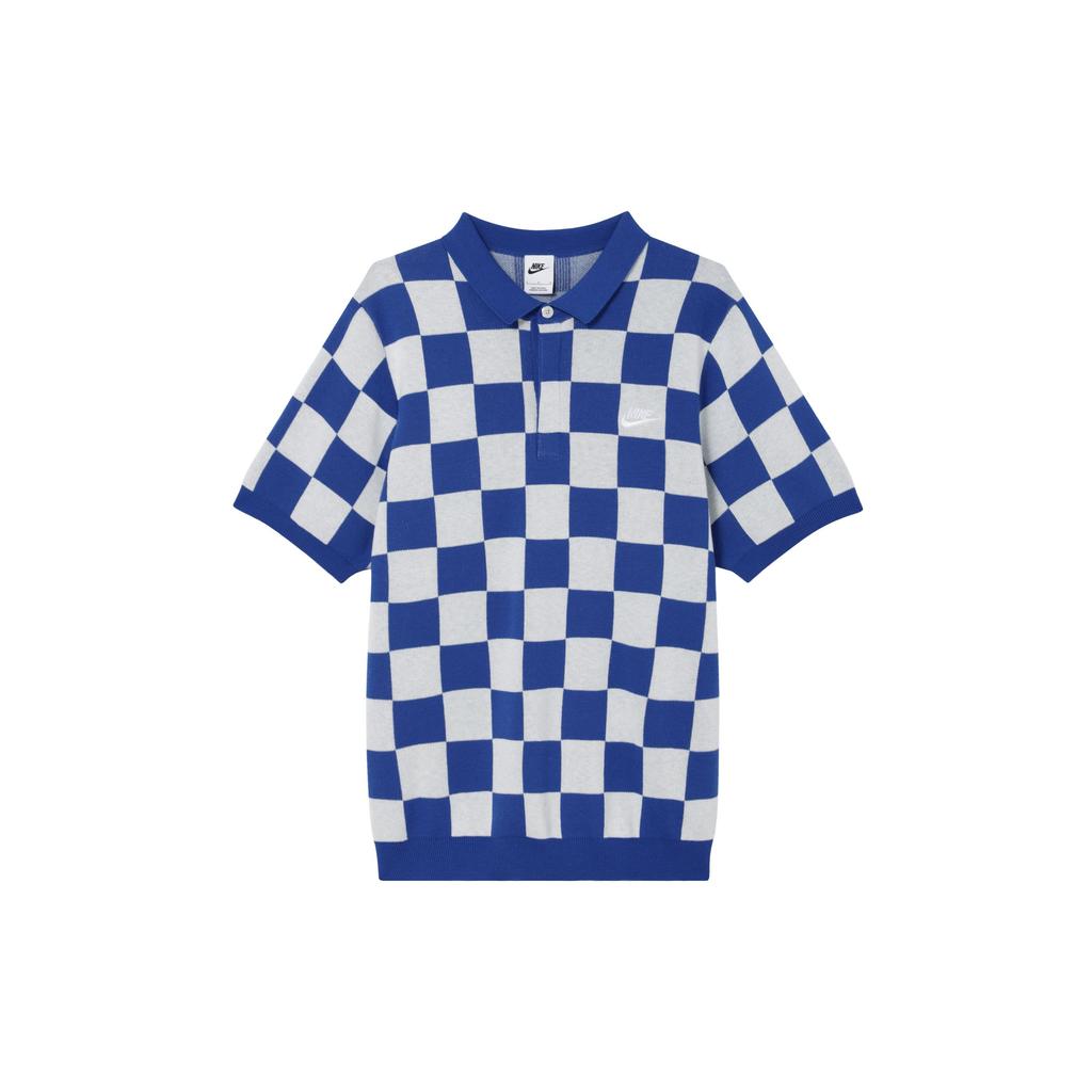 Nike Checkered Pullover Casual Sports Short Sleeve Polo Shirt Men Tops Blue FN3423-480