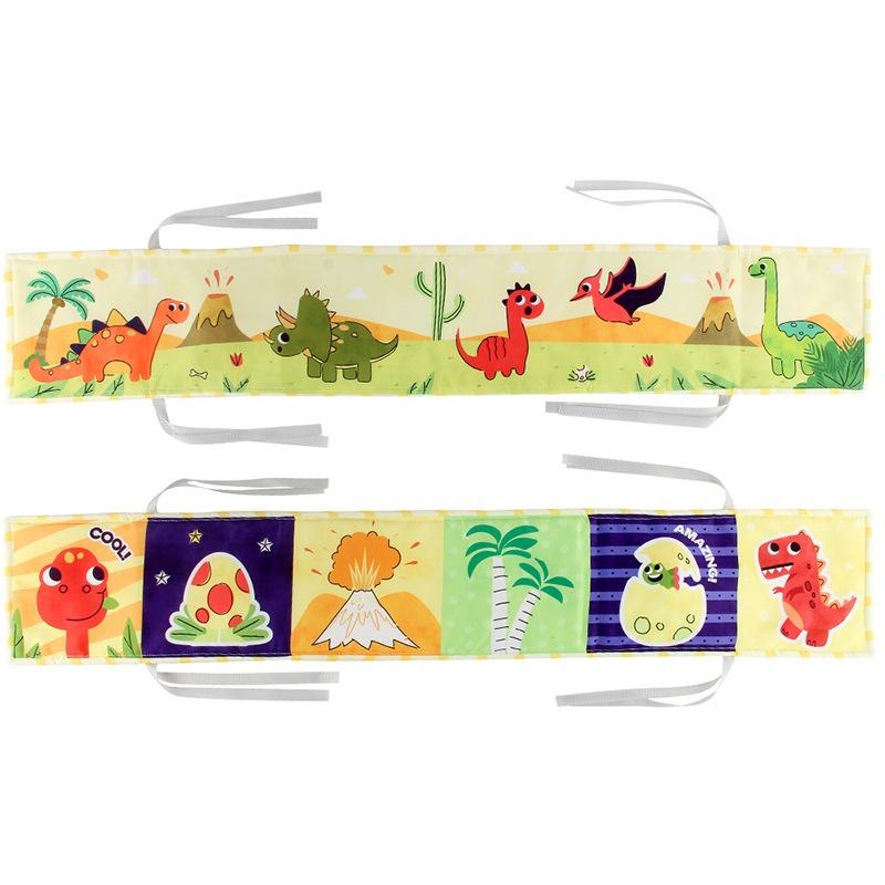 

Раннее образование младенцев Красочные двусторонние тканевые книги для окружения кроватки Dinosaur