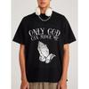 Schwarzes T-Shirt Nur Gott kann mich richten Betende Hände Grafikdruck Lässige Streetwear Mode Oberteil für Männer und Frauen Alltagsoutfit