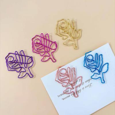 10pcs Rose Shaped Paper Clips Colorful Metal Clips Office School Supplies Organizing Documents Craft Metal Clips Office Supplies