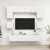 8 piece TV cabinet set white particleboard