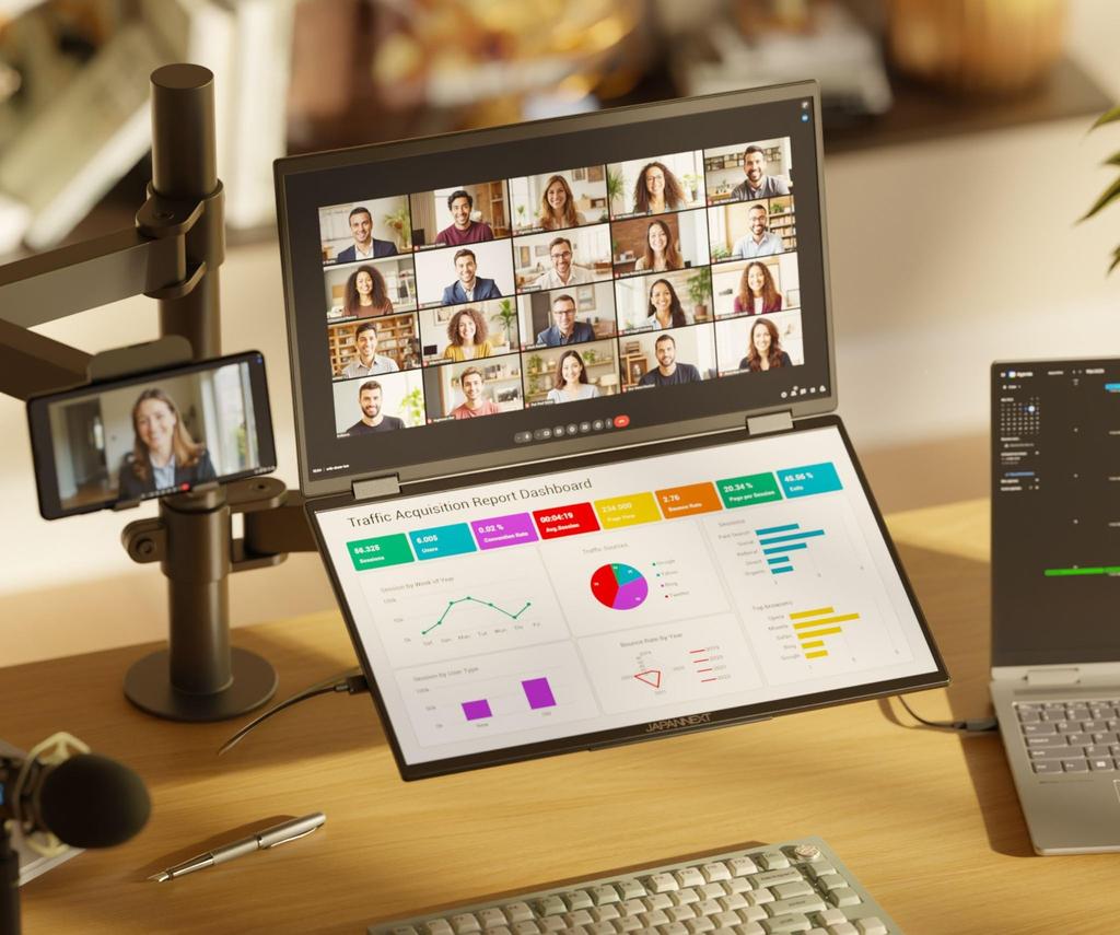 Refurbished JAPANNEXT Dual IPS Panel Mobile Monitor Full HD USB and Freestanding 15.6-inch JN-DMD-IPS156F, (1920x1080) Resolution, HDMI, Type-C,