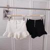 Women's 2024 Summer White Ruffled Wide-Leg High-Waist Zipper Design Casual Shorts