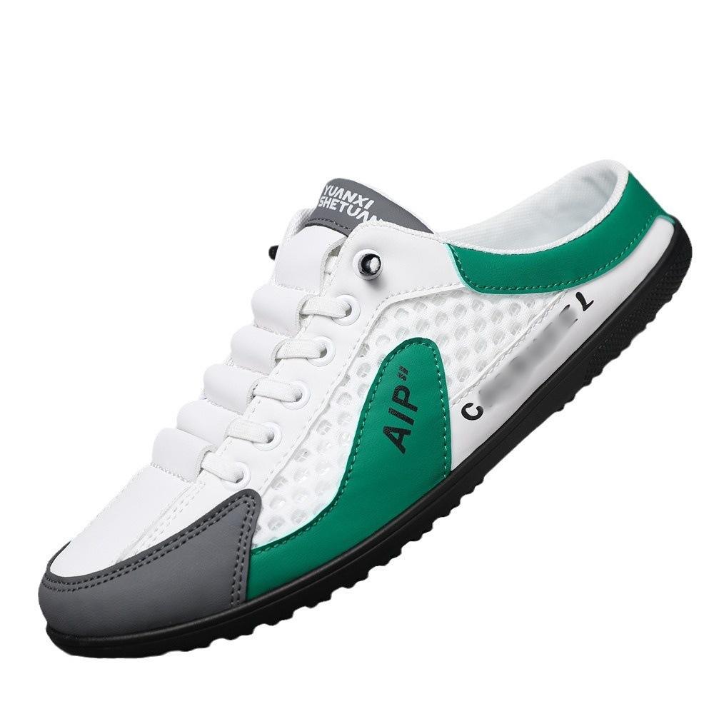 Men's summer outer wear mesh hollow half slippers men's heel pedal outdoor lazy shoes breathable men's shoes