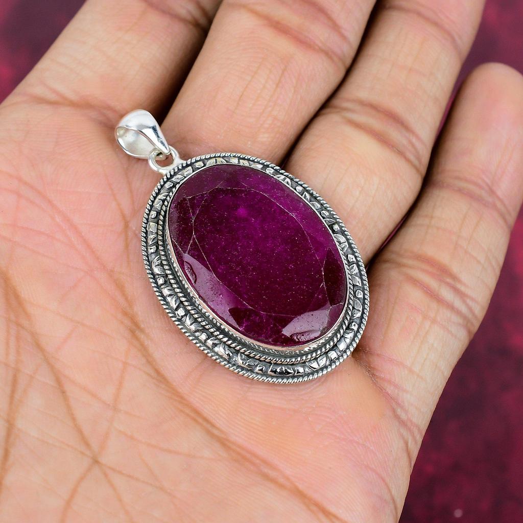Ruby Zoisite Pendant Gemstone Jewelry, 925 Solid Sterling Silver Handmade Pendant, Latest Design Jewelry
