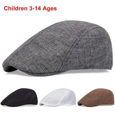 Children Hemp Beret Hat Newsboy Cap Painter's Caps Spring Autumn Outdoor Leisure Hats Travel Accessories for Boys Girls