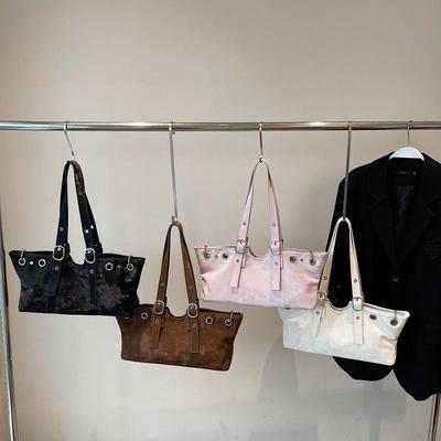 Hollow Rivet Belt Buckle Underarm Shoulder Bag Large Capacity Designer Women Tote Bag Trendy Commuter Top Handle Handbag