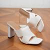 Mules à talons hauts carrés pour femmes, chaussures à bout ouvert, tendance 2025, sandales, tongs d'été, nouveau pour la fête