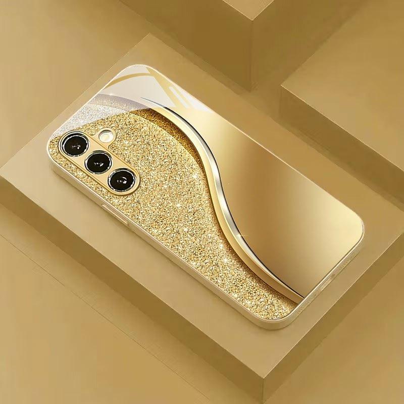 Wave edge pattern tempered glass phone case for galaxy S26 S25 S24 S23 S22 S21 S20 FE Ultra Plus anti-fall back cover