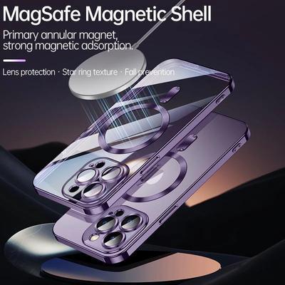 Magsafe Manyetik Kablosuz Şarj Şeffaf Telefon Kılıfı iPhone 16 15 14 13 12 11 Pro Max Lüks Kaplama Kapağı