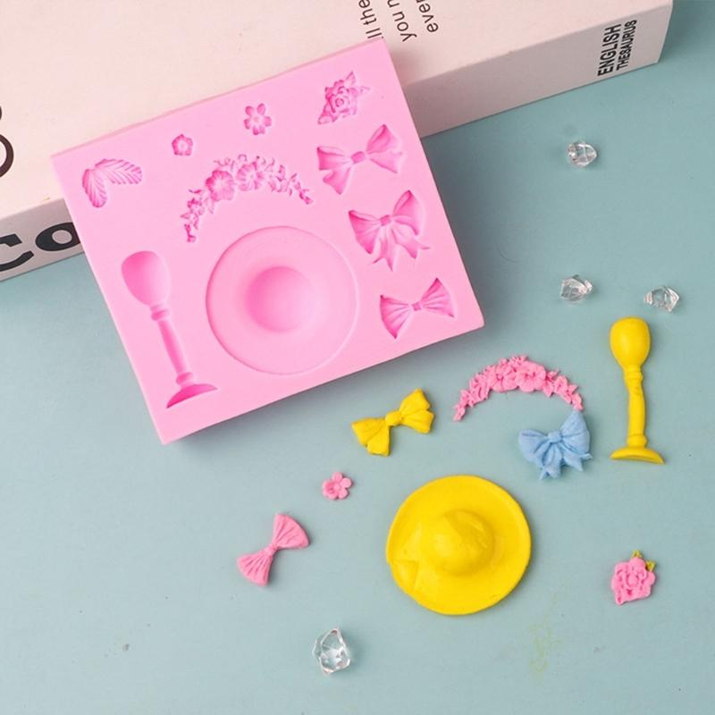 Hat Bowknot Flower Silicone Mold Fondant Chocolate Mould DIY Cake Dessert Mould Homes Kitchen Baking DIY Supplies